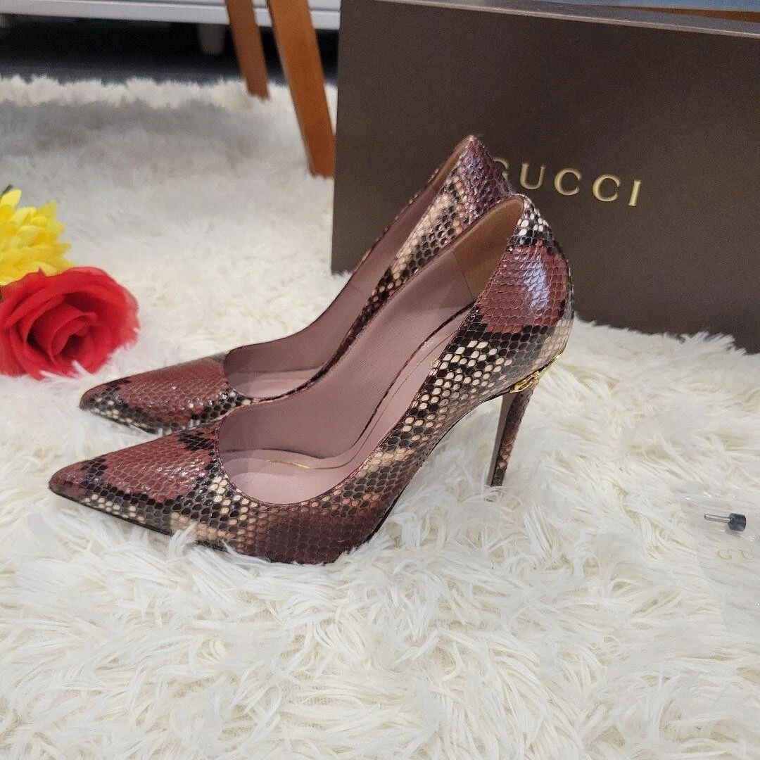 Escarpins GUCCI Python talon haut bout pointu femme 36,5 livraison gratuite