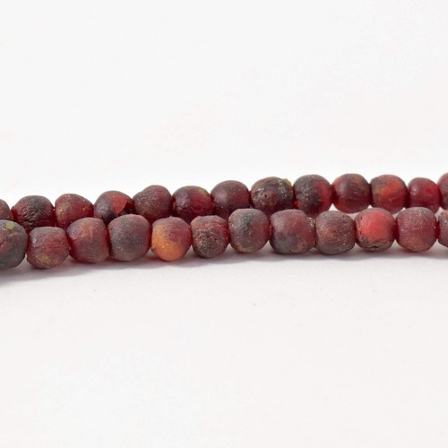 Krobo "Recycled" Powder Glass Dark Red Trade Beads - Picture 3 of 7