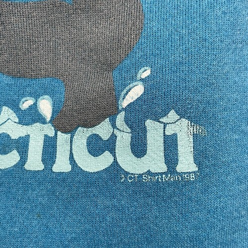 Sudadera De Colección Connecticut Naturaleza Gráfico de Ballena Para Hombres Grande Azul Años 80 HECHA EN EE. UU. - Imagen 4 de 16