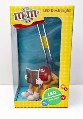 M&M's 2009 LED Desk Light. Red M&M Figure Reading. New in Box