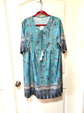 UNKNOWN BRAND NWT Women’s Aqua/Multicolor 1/2 Sleeve Dress - Size XXL