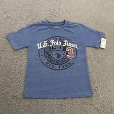 US Polo Assn. T-Shirt Boys Medium 10/12 Blue Graphic Cotton Blend Casual