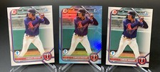 2022 Bowman 1st Edition Carlos Aguiar Sky Blue Foil Twins #BPPF-1 + 2 Base