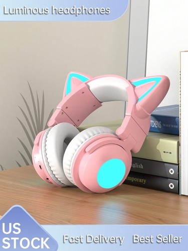 Wireless Cat Ear Headphones,Foldable Gaming Headset for Women,Hi-Fi Stereo Sound - Picture 13 of 48