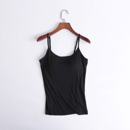 Women Sexy Tank Top Camisole with Chest Pad Bra Bustier Bralette Top Solid Color - Bild 8 von 33