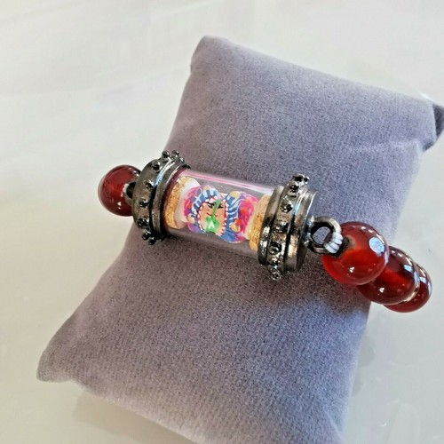 Rare King of Butterfly Takrut Kruba Krissana Bracelet Garnet Stone Thai Amulet - Picture 4 of 9