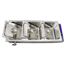TECHTONGDA Large Capacity 3-Pan Bain-Marie Buffet Food Warmer Stainless Steel