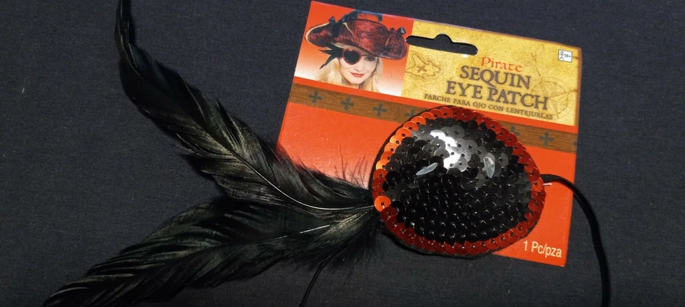 Pirate Accessories 2 Pirate Eye Patches, 1 Sequin & 1 Heart shaped, Roleplay - Image 3 of 4