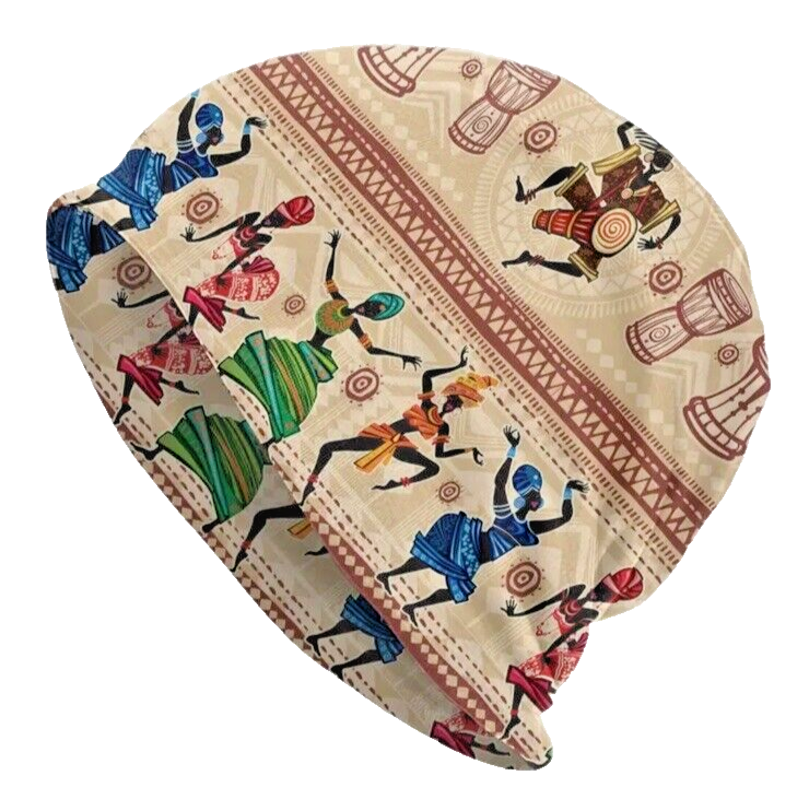 Beanie Cap Skullies African Tribal Pattern Print Reversible Soft Stretch Festive-image