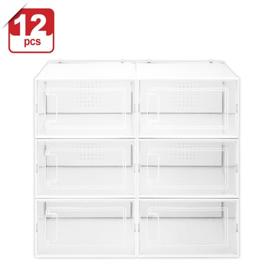 12PCS Shoe Box Stackable Shoe Storage Organizer Sneaker Container Display Case