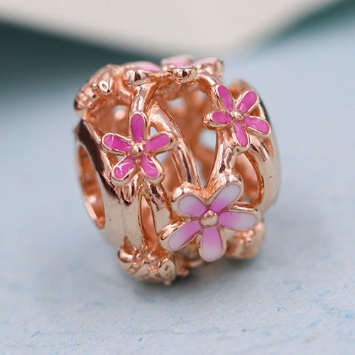 Pink Rose Gold S925 Silver Charms Bead Pendant Dangle For Bracelet Bangle Chain - Picture 59 of 90