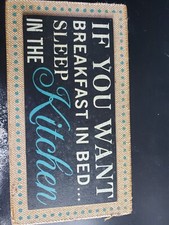 Letrero de madera "Si quieres desayunar en la cama duerme en la cocina" divertido decoración novedosa
