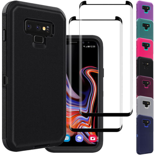 For Samsung Galaxy Note 8/Note 9 Heavy Duty Hard Phone Case Cover Tempered Glass