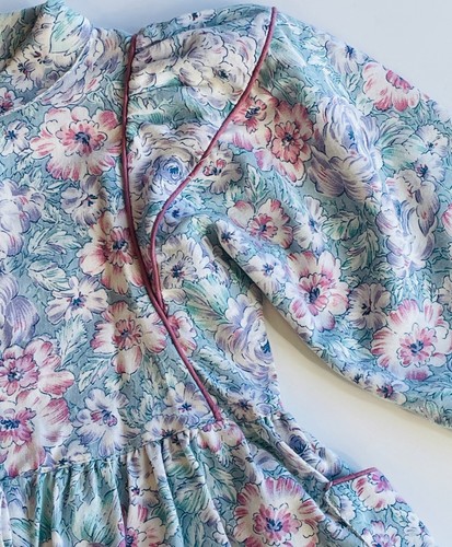 VTG 80'S-90'S MOUSE FEATHERS BLUE&PINK FLORAL PRINT PRAIRIE DRESS*GIRL'S 6 - Picture 3 of 7