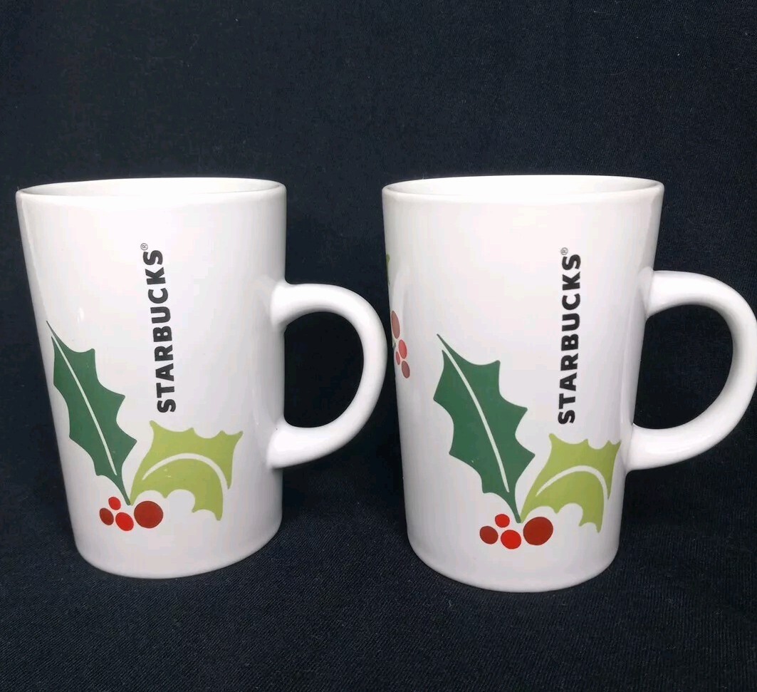 Starbucks Christmas Holly Berry Coffee Mugs 10oz Set of 2 Holiday Edition
