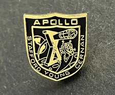 Apollo 10 X Lunar Mission Gold Plated Black Fill Shield Lapel Pin NASA NOS
