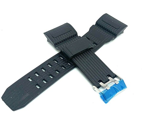 Mens Watch Band Replacement Black Rubber Plastic Strap 16/28mm Lug Silver Buckle