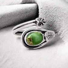 Variscite Solid 925 Sterling Silver Ring Adjustable