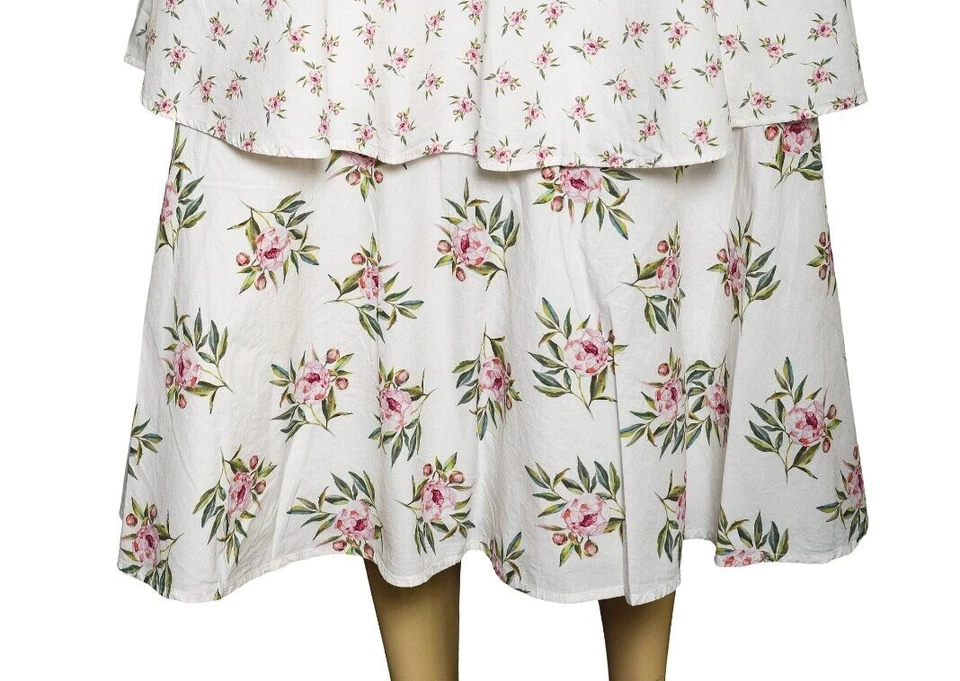 CAMI NYC Falda con Volantes S 4 Para Mujer Informal Tiro Alto Diente Floral Midi NUEVA 40900 Foto 3 de 4