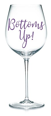 Bottoms Up - Vinyl Aufkleber Sticker Etikett für Glas, Becher, Flasche, Hochzeit, Karaffe