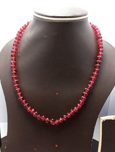 Carving Ruby Hydro Gemstone Pumpkin 7 mm Beads 925 Silver 12-40" Necklace - Picture 4 of 10