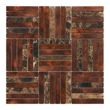 Brown Emperador Dark Marble Antique Copper Color Parquet Mosaic Tile Backsplash
