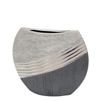 "Vase \"Silverline\"-Serie Flach Keramik Silber Deko Mit Stil Modern Zeitlos"