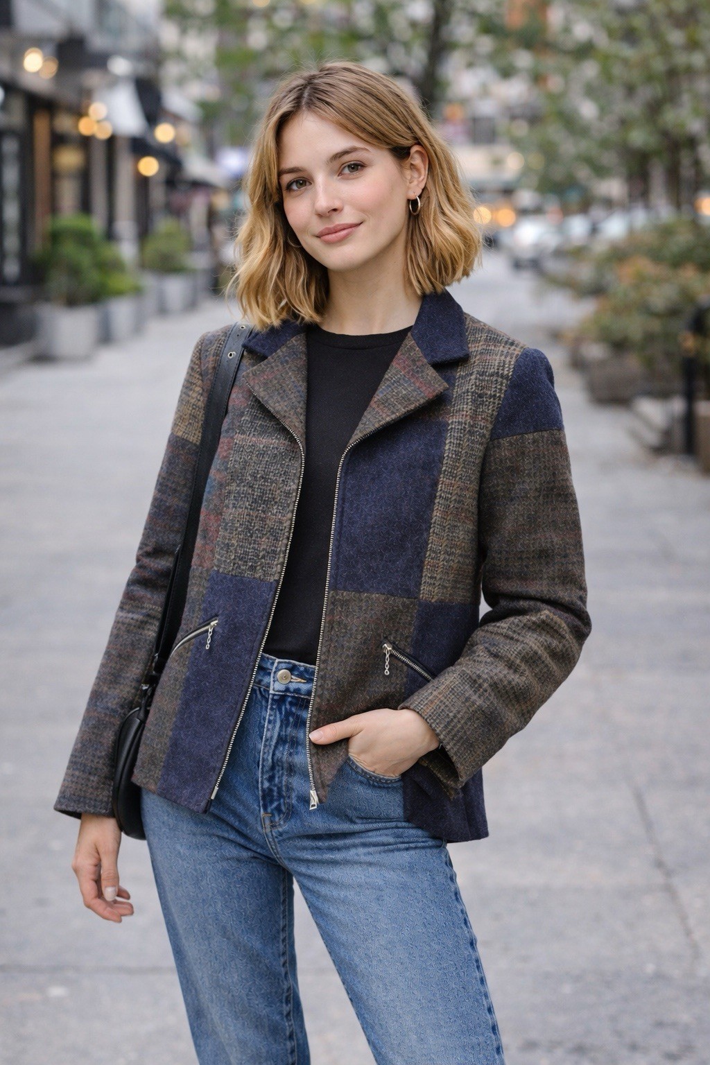 Vintage Character Patchwork Zip Jacket Blazer Poc… - image 1