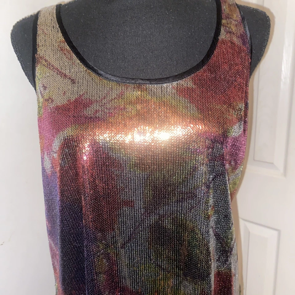 Vestido regata Betsey Johnson vintage Y2K Taylor Swift multi micro lantejoulas grande - Imagem 3 de 4