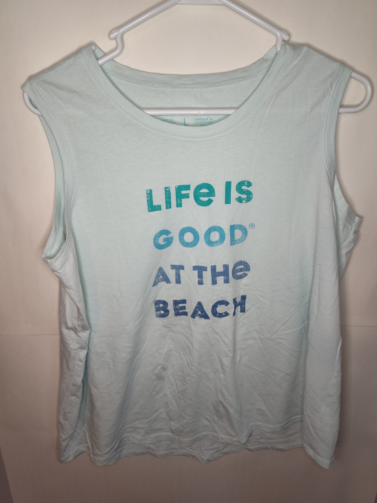 Life Is Good at the Beach Women's Crusher Tee Shirt Size L