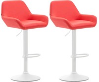 2Er Set Barhocker Braga Kunstleder Weiß Rot