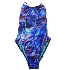 Nike One Piece Swimsuit Womens 14 40 Hydrastrong Crisscross Back Blue Purple
