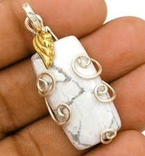 Natürlicher zweifarbiger Howlith 925 massiv echt Sterling Silber Anhänger Schmuck