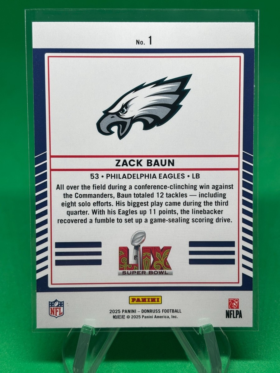 Zack Baun Road to the Superbowl 2025 Donruss #1 Philadelphia