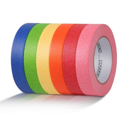 6-Pack Colored Masking Tape 0.94 Inch x 60yds of Colorful Craft Tape   Vibran...