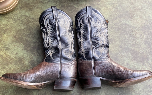 Bottes Tony Lama homme 9 EE bicolore éléphant cuir de vache en relief western - Photo 9/10