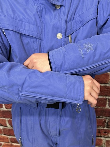 OBERMEYER SNOWSUIT SKI SUIT SIZE 4 ONE PIECE Y2K PERIWINKLE BLUE GOLDRUSH HOODED - Picture 9 of 20