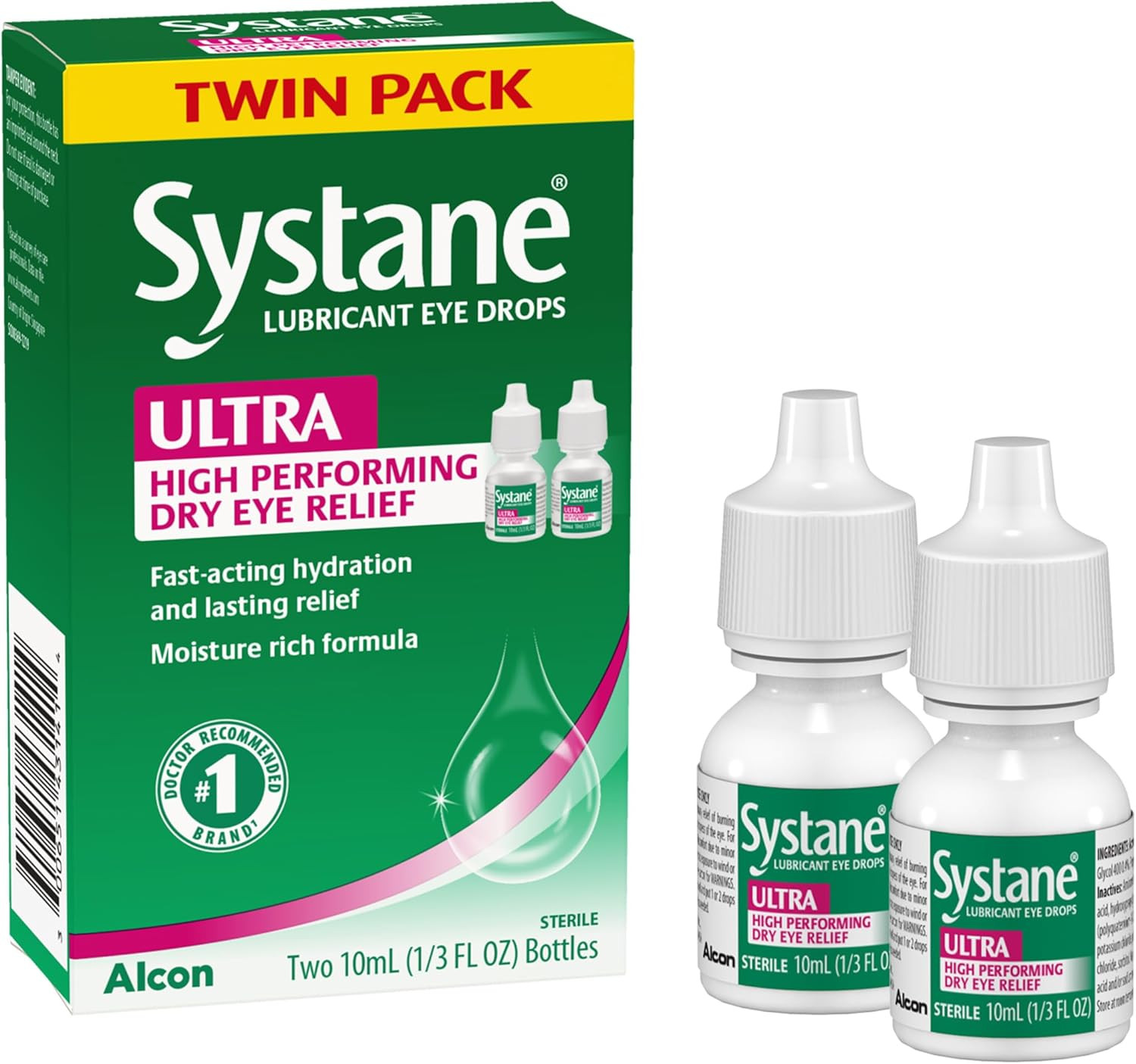 Ultra Lubricant Eye Drops, Artificial Tears for Dry Eye, Twi