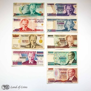 TURKEY: Set of 9 Turkish Lira Banknotes.