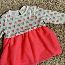 Cat  Jack I Long Sleeve Heart Tulle Dress I 3-6M I Pink White Sparkle