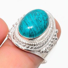 Green Turquoise Gemstone Handmade 925 Sterling Silver All Size Ring For Gift