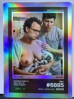 Beeple Everydays Trading Card 'AGI is born' #6885 basic