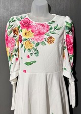 Womens Floral Crew Neck Long Sleeve Lightweight Maxi Dress Size S