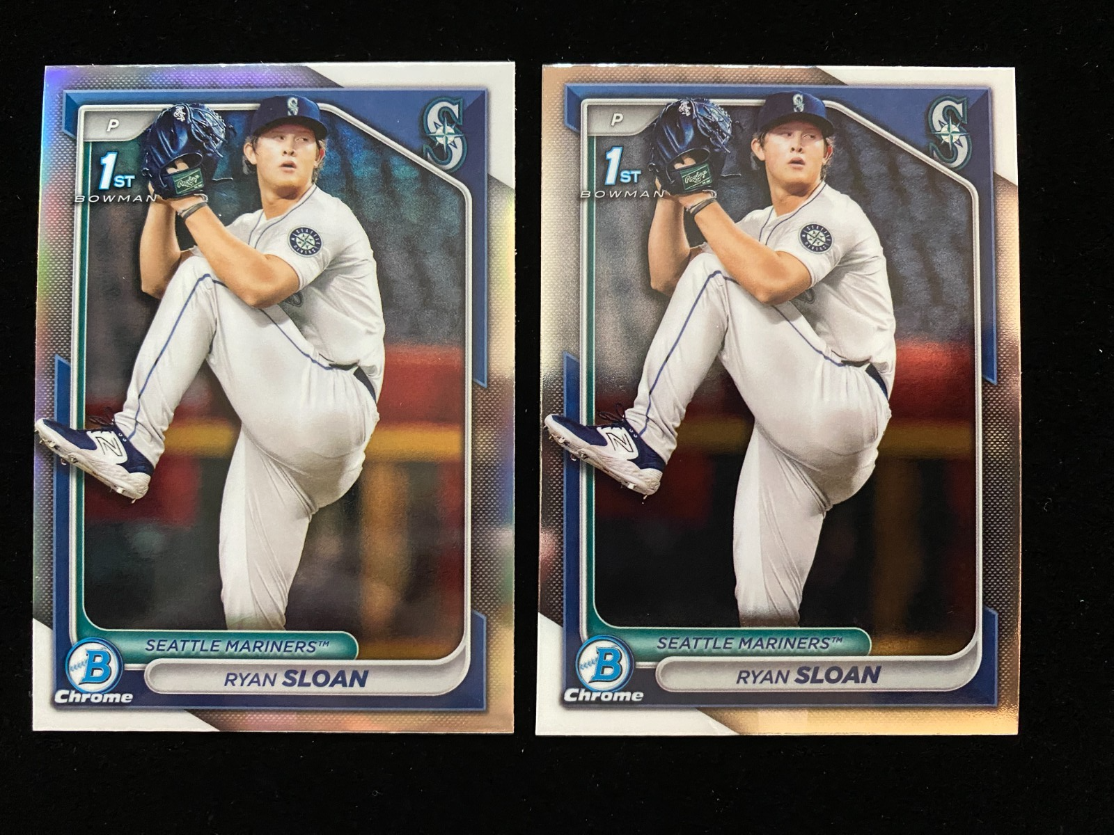 2024 Bowman Chrome Draft RYAN SLOAN 1st Rookie REFRACTOR Mariners 2 Card RC Lot