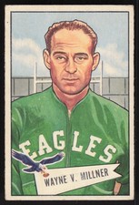 1952 Bowman Small Wayne Millner Rookie #57 - Philadelphia Eagles - HOF RC VG+