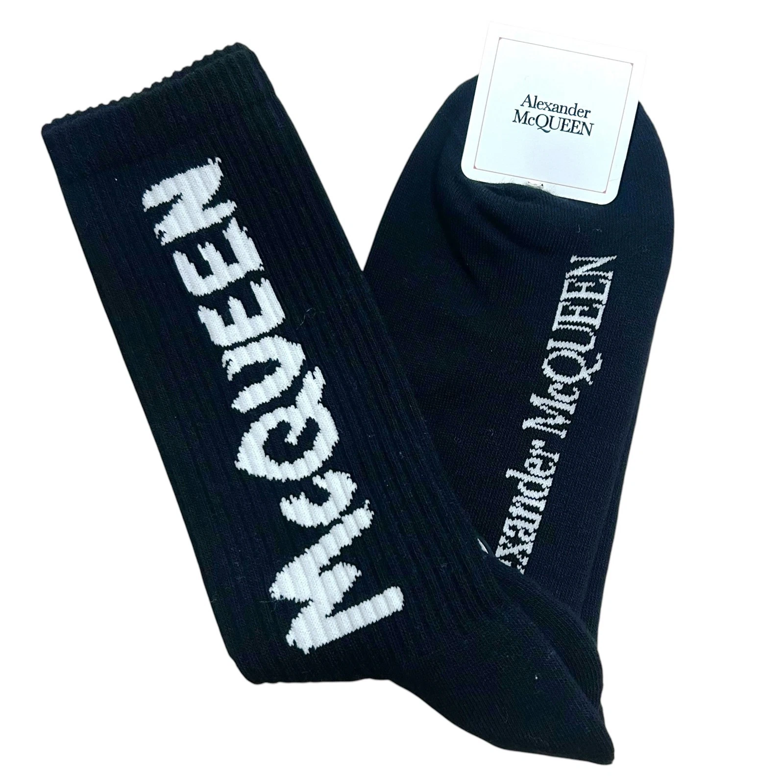 ALEXANDER MCQUEEN-NWT Cotton Logo Socks, Size-Large