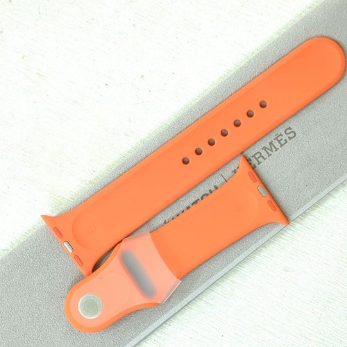 HERMES Orange Rubber Apple Watch Band Strap 44mm with Box and Bag for Men Women - 第 15/20 張圖片
