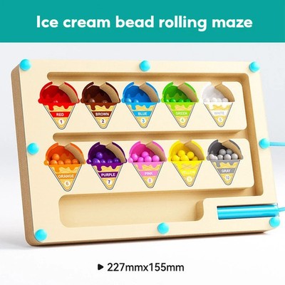 Wooden Magnetic Maze Board Montessori Toddler Toy Color Number Sorting Game Gift