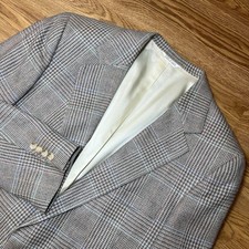 Vtg Polo University Club Ralph Lauren Light Brown Wool Tweed Plaid Blazer Sz 42