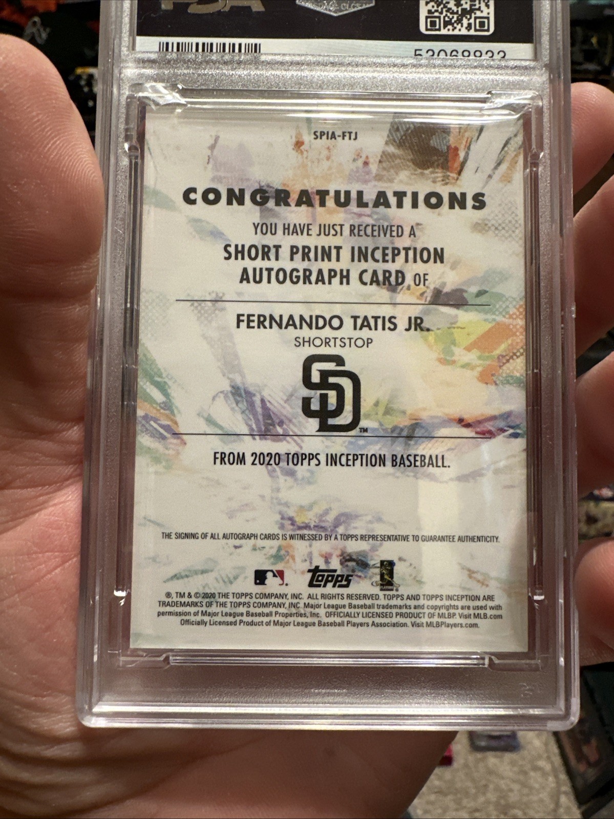 2020 TOPPS INCEPTION SHORT PRINT AUTO FERNANDO TATIS JR. 10/10 PSA 9. LOW POP! view 14
